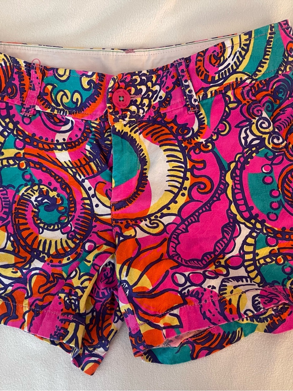 Lilly Pulitzer Pink Multi Paisley Print Jean Shorts